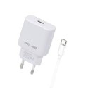 Ładowarka sieciowa 25W GaN USB-C + kabel USB-C, biała