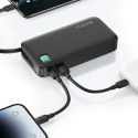 Powerbank 10000mAh 20W zwijany kabel USB-C fast charge Czarny