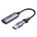 Adapter Ugreen CM489 40189 HDMI (żeński) - USB-A / USB-C (męski) - szary