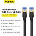 Baseus szybki kabel internetowy RJ45 cat.7 10Gbps 10m pleciony czarny