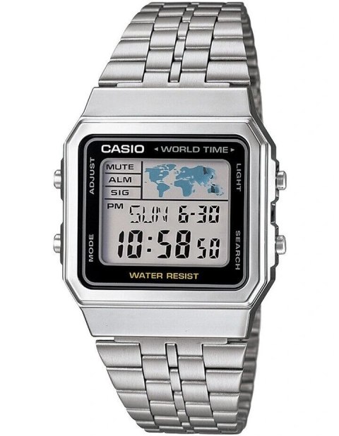 CASIO VINTAGE World Time - Silver & Black