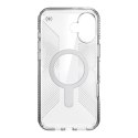 Speck Presidio Perfect-Clear Grip ClickLock & MagSafe - Case for iPhone 16 Plus (Clear / Chrome Finish / Serene Silver)