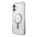 Speck Presidio Perfect-Clear Grip ClickLock & MagSafe - Case for iPhone 16 Plus (Clear / Chrome Finish / Serene Silver)