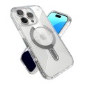 Speck Presidio Perfect-Clear Grip ClickLock & MagSafe - Case for iPhone 16 Pro (Clear / Chrome Finish / Serene Silver)