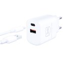 3mk Hyper Charger - USB-A QC 3.0 + USB-C PD 20W mains charger (White)