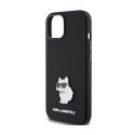 Karl Lagerfeld Silicone Choupette Metal Pin - iPhone 15 Case (Black)