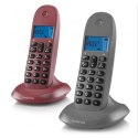 Wireless Phone Motorola C1002 (2 pcs) - Gray/Pomegranate