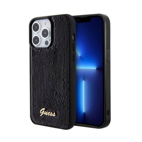 Guess Sequin Script Metal - Case for iPhone 15 Pro (Black)