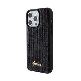 Guess Sequin Script Metal - Case for iPhone 15 Pro (Black)