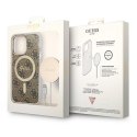 Guess Bundle Pack MagSafe 4G - Set of case for iPhone 13 Pro + MagSafe charger (Brown/Gold)