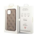 Guess 4G Metal Gold Logo - Case for iPhone 15 / 14 / 13 (Brown)