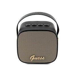 Guess Mini Bluetooth Speaker 4G Leather Script Logo with Strap - Bluetooth Speaker V5.3 (Black)