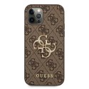 Guess 4G Big Metal Logo - Case for iPhone 12 / iPhone 12 Pro (Brown)