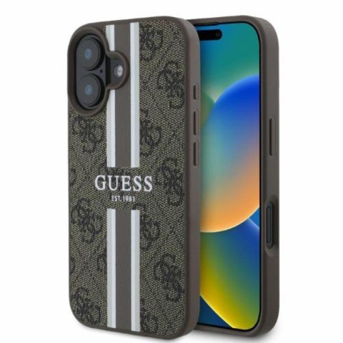 Guess 4G Printed Stripes MagSafe - Case iPhone 16 (brown)