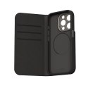 Moshi Overture MagSafe - Leather 3-in-1 case with flip cover for iPhone 15 Pro (Midnight Black)