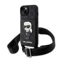 Karl Lagerfeld Crossbody NFT Saffiano Monogram Ikonik - Case for iPhone 14 Pro (Black)