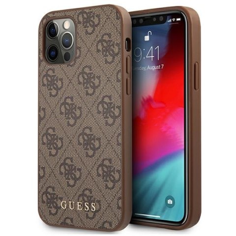 Guess 4G Metal Gold Logo - Case for iPhone 12 / iPhone 12 Pro (brown)