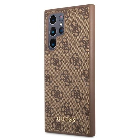 Guess 4G Metal Gold Logo - Case for Samsung Galaxy S22 Ultra (Brown)