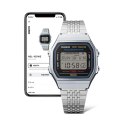 CASIO VINTAGE Mod. SILVER -BLUETOOTH® SMARTPHONE LINK w. built-in accelerometer senses body movements + steps counter