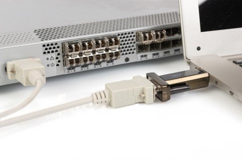Konwerter / Adapter USB-A 2.0 męski do RS232 (DB9) męski | Chipset Prolific PL2303GT | Mocowanie na śruby | z dodatkowym kablem 