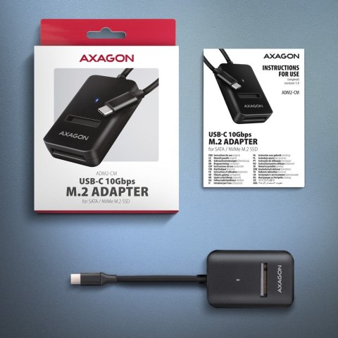 ADM2-CM Adapter USB3.2 Gen 2 M.2 NVMe/SATA SSD 10cm USB-C cable