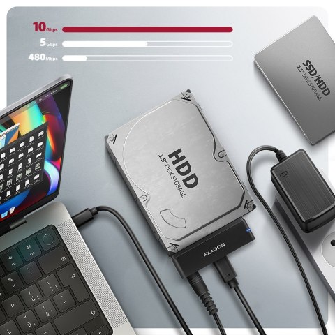 ADSA-FPX Adapter USB-C 10Gbps SATA 6G 2.5/3.5 cala SSD/HDD FASTPORT X, w tym zasilacz, 60cm USB-C/USB-A kabel