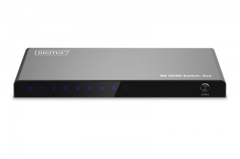 Przełącznik/Switch 8K HDMI 5x1, 60Hz (4:4:4), HDR, HDCP 2.3, pilot, Czarny