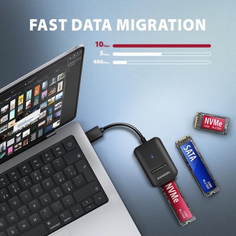 ADM2-AM Adapter USB3.2 Gen 2 M.2 NVMe/SATA SSD 10Gbps 10cm USB-A cable