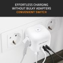 Kostka zasilająca przedłużacz 6w1 z podświetlanym włącznikiem | 3x AC | 2x USB | 1x USB-C PD 20W | biała
