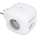 Kostka zasilająca przedłużacz 6w1 z podświetlanym włącznikiem | 3x AC | 2x USB | 1x USB-C PD 20W | biała