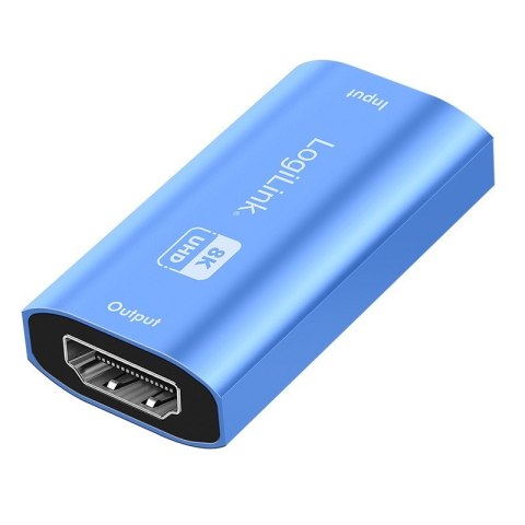 Repeater HDMI, 8K/60HZ, HDCP2.3, Alu, niebieski