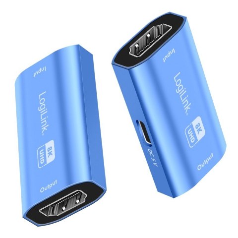 Repeater HDMI, 8K/60HZ, HDCP2.3, Alu, niebieski