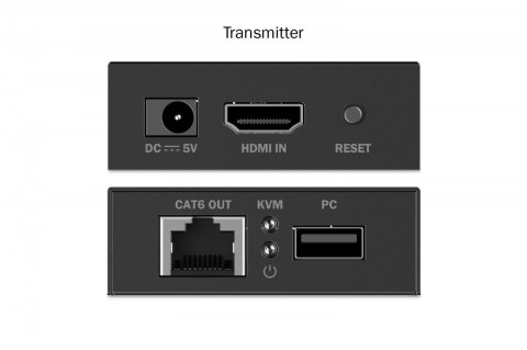 Przedłużacz (extender) po skrętce kat.6 HDMI 4K/30Hz z KVM USB 1.1 do 40m/70m, max. 253 odbiorniki, sterowanie IR - zestaw (odbi