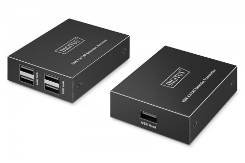Przedłużacz (extender) po skrętce kat.6 USB 2.0 do 150m, 4x USB-A do 480 Mbps, 1x RJ45 (Gigabit Ethernet) - zestaw (odbiornik/na