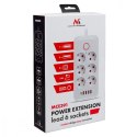 Listwa zasilająca MCE391 B 6 gniazd 4xUSB-A 1xUSB-C, 110-240V AC 50/60Hz, 2.1A max 2500W, czarna
