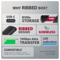 EEM2-SC Obudowa zewnętrzna aluminiowa bezśrubowa USB-C 3.2 Gen 2 10Gbps - M.2 NVMe SSD, długość 30 do 80 mm szary