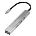 HUB USB3.2 3xUSB-A, 1x RJ45 Gigabit Ethernet