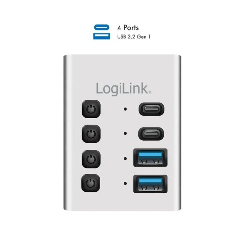 Hub 4xUSB3.2 Gen1 z przełącznikiem on/off