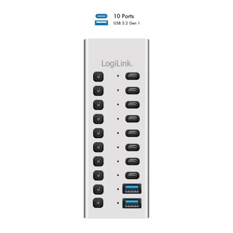 Hub USB3.2 10-portow USB-A/C, funkcja on/off