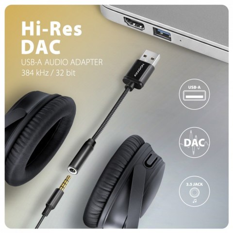 ADA-HA Zewnętrzna karta dźwiękowa USB-A 32bit DAC, 384kHz, 3.5mm (F) złącze