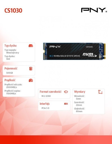 Dysk SSD CS1030 500GB M.2 2280