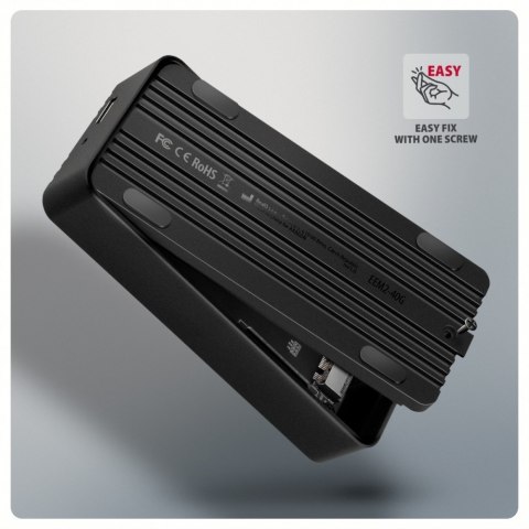 EEM2-40G Obudowa zewnętrzna aluminiowa USB4 Gen 3x2 M.2 SSD NVMe 40Gbps passive, USB-C cable, silicon sleeve