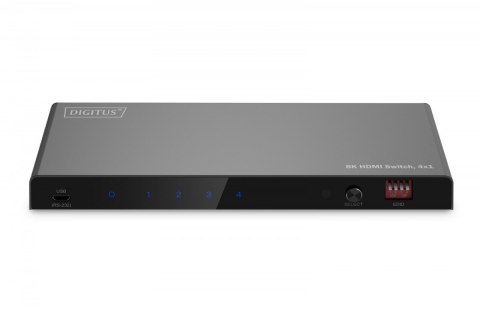 Przełącznik / Switch HDMI 4x1, 8K/60Hz (4:4:4) z HDR, 48 Gbps, HDCP 2.3, Toslink / Stereo, EDID