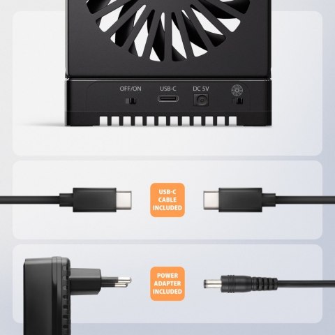 ADSA-M2C22 Stacja dokująca USB4 dla 2x M.2 NVMe SSD z funkcją klonowania dysków bez komputera, z wentylatorem chłodzącym