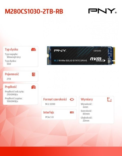 Dysk SSD 2TB M.2 2280 PCIe CS1030 M280CS1030-2TB-RB