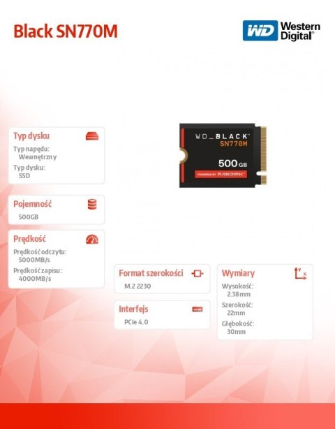 Dysk SSD Black 500GB SN770M M2 2230
