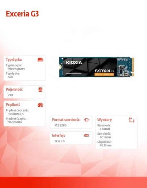 Dysk SSD Exceria G3 2TB 2280 PCIe5.0 10000/9600 MB/s