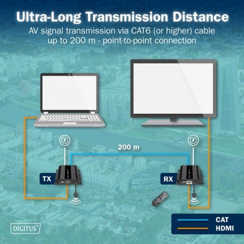 Przedłużacz (extender) po skrętce kat.6 HDMI 4K/60Hz przez IP 1G lub do 120m/200m, max. 253 odbiorniki, sterowanie IR - zestaw (