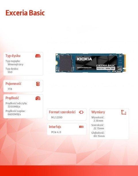 Dysk SSD Exceria Basic 1TB NVMe PCIe 4.0 7200/6600
