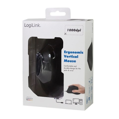 Ergonomiczna mysz optyczna, pionowa, USB, czarna
